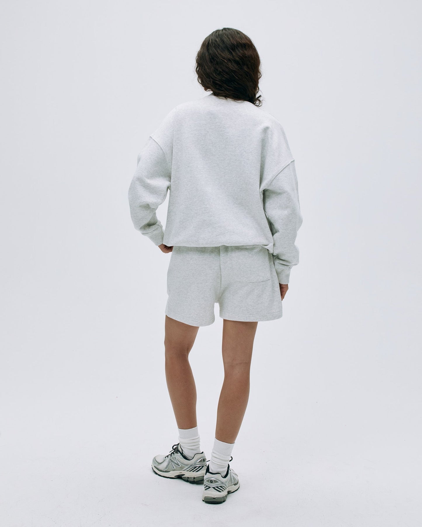 Varsity Chainstitch Oversized Sweatshirt - Light Grey Melange