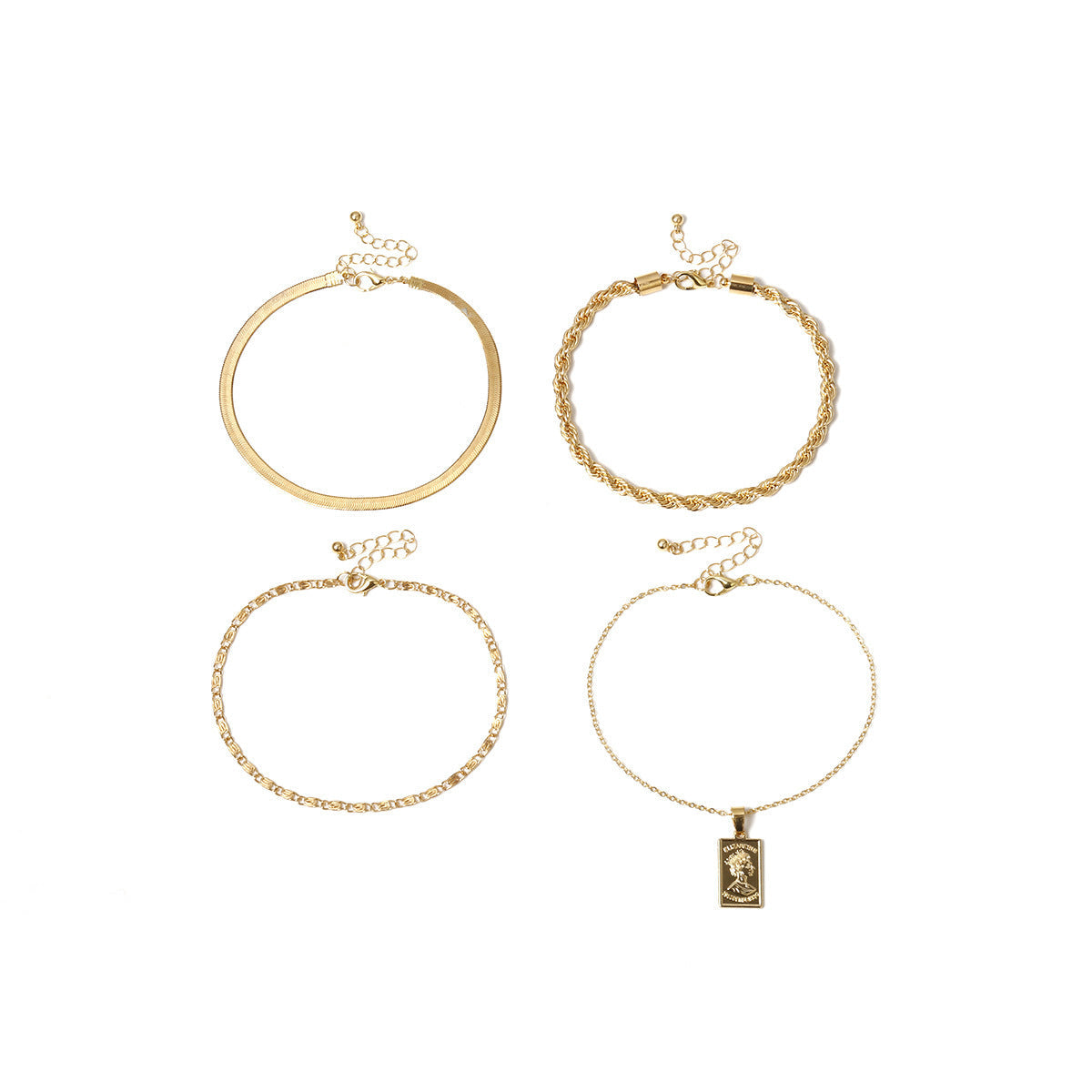 Gold Chains Hip Hop Punk Anklet - Includes all 4 chains.