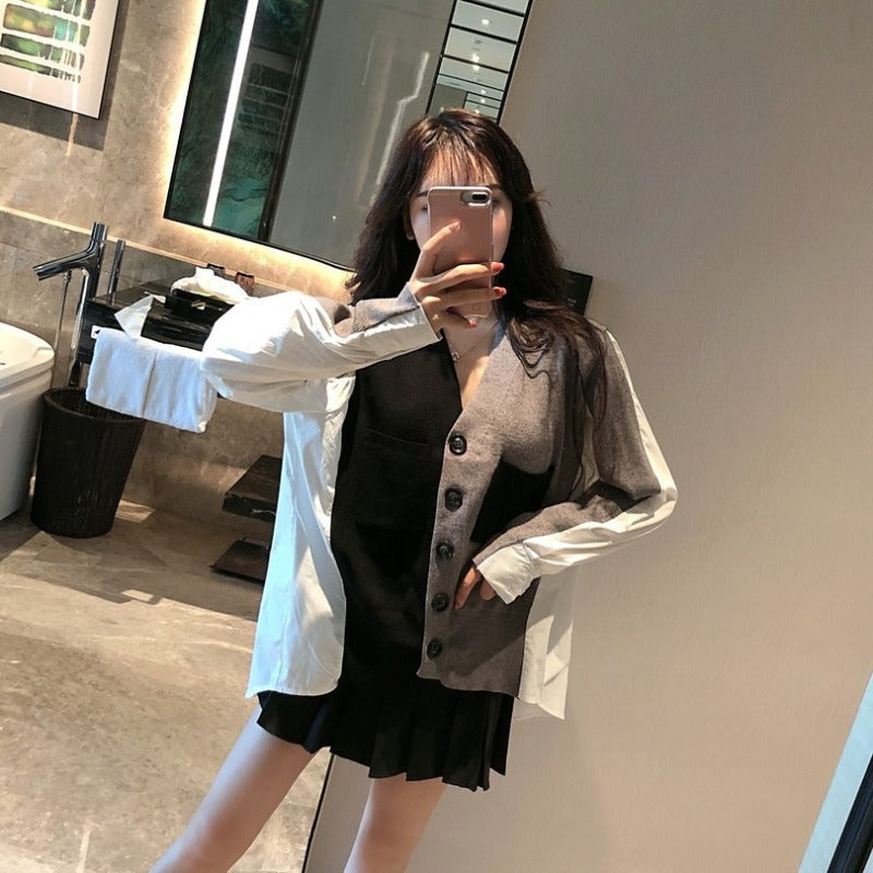 Vintage Noir Mosaic Fur Shirt