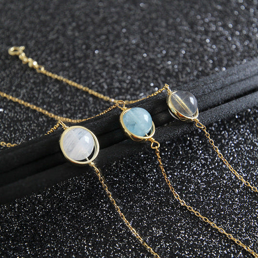 Boho Moonstone Aquamarine Bracelet Chain