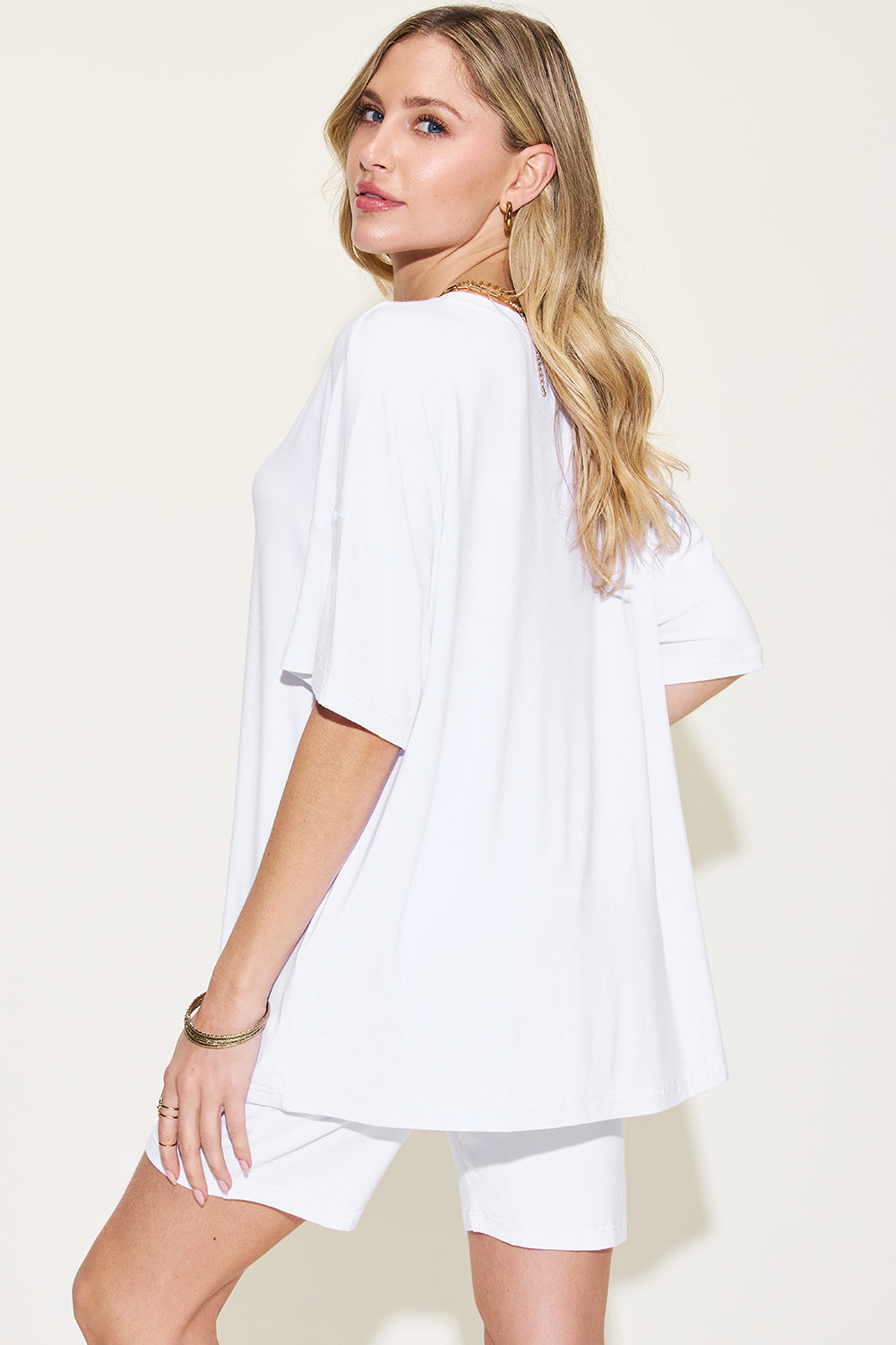 Soft Touch V-Neck Drop Shoulder T-Shirt and Shorts Set