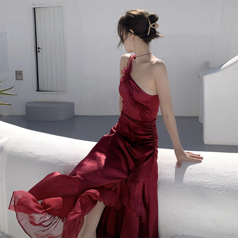 Slinky Satin Smooth Suspender Dress