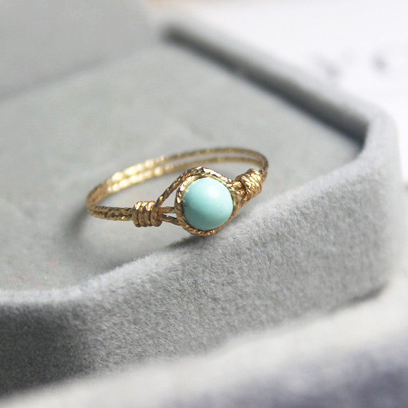 Fashion Natural Boho Turquoise Rope Handmade Ring