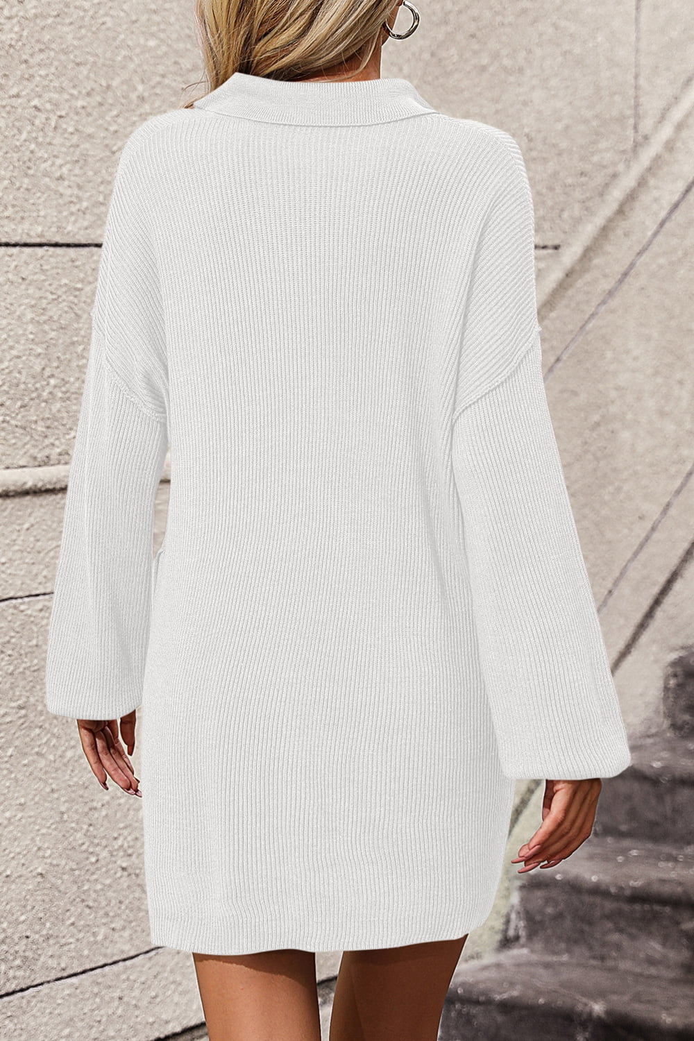 Johnny Collar Drop Shoulder Mini Sweater Dress