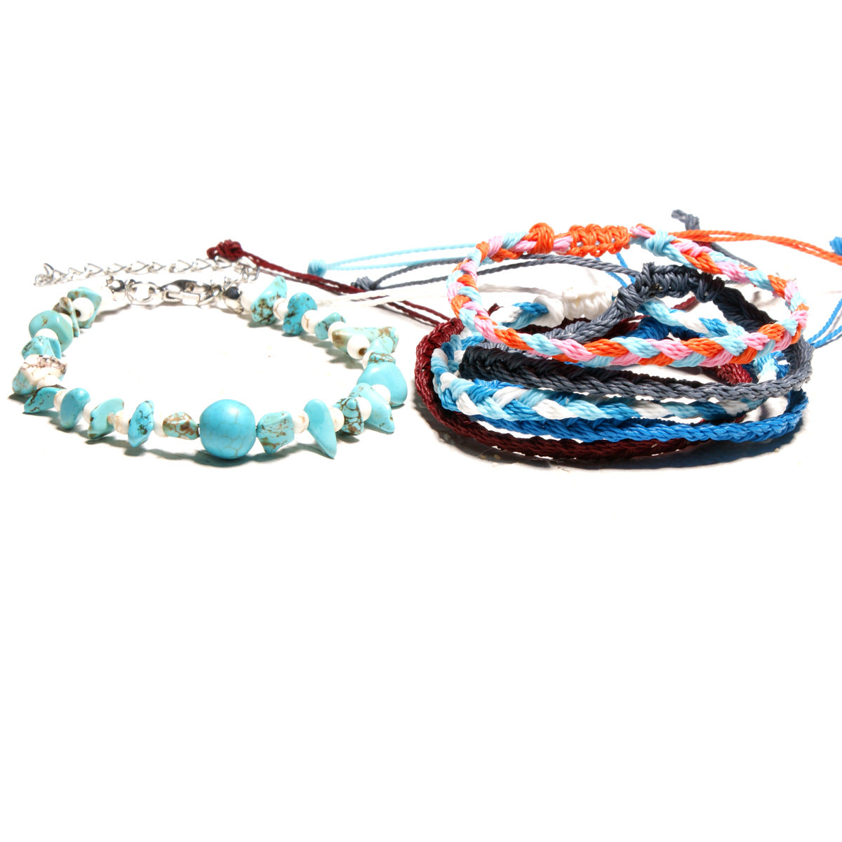 Natural Turquoise Stones Anklet - 2 pieces per order. Choose color.