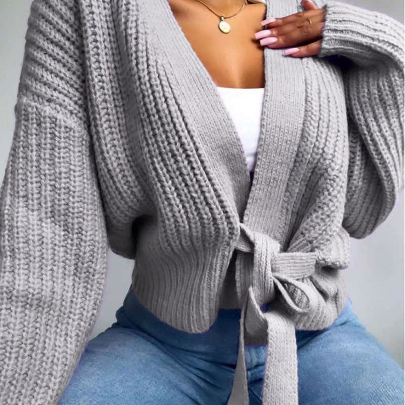 Knot Your Babe Tie-Front Knit Cardigan