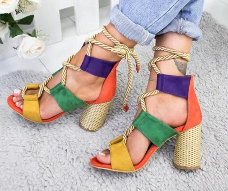 High Heels Gladiator Lace Up Platform Sandals