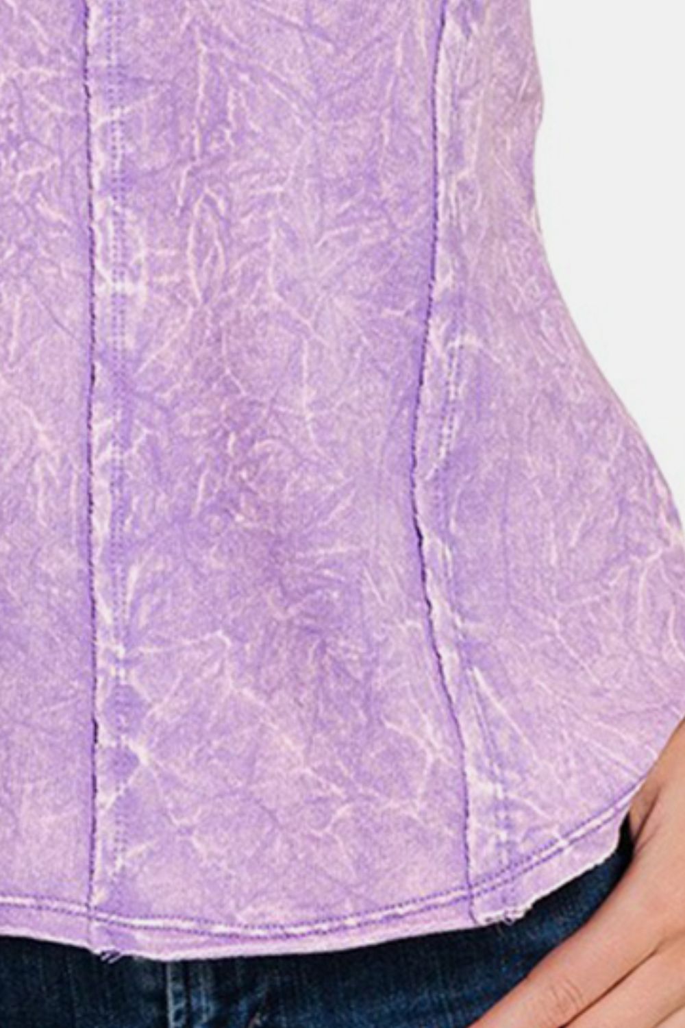 Lavender V-Neck  Wide Strap Tank with Exposed Seam