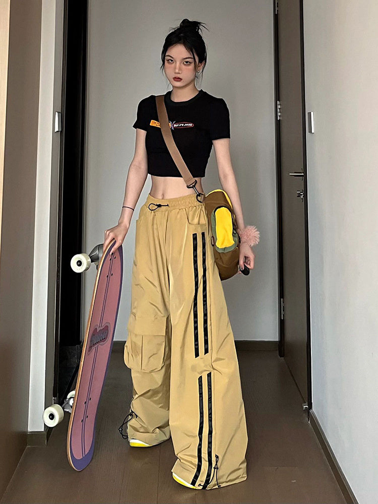 Street Fashion Loose Fitting High Waisted Sports Pants
