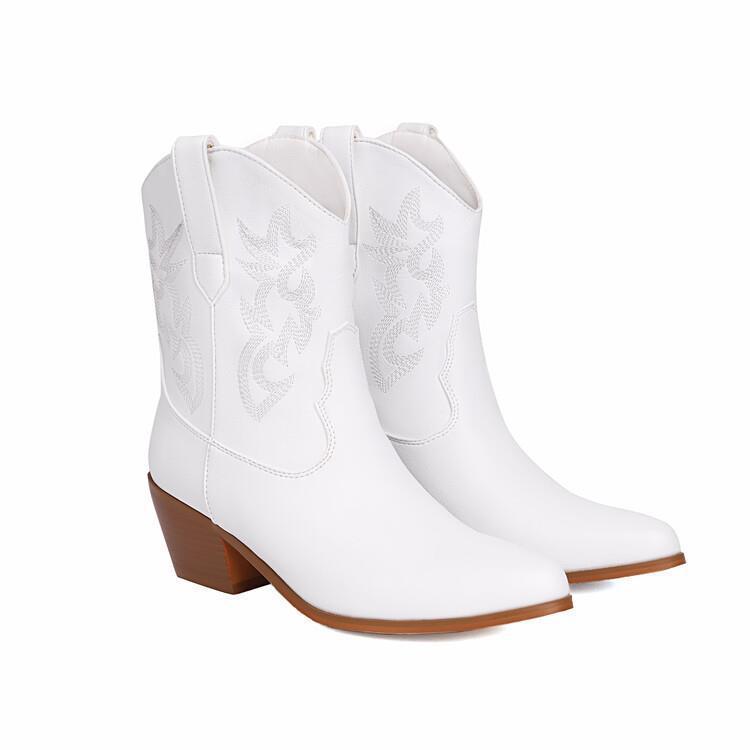 Patent Leather Embroidery Cowboy Boots