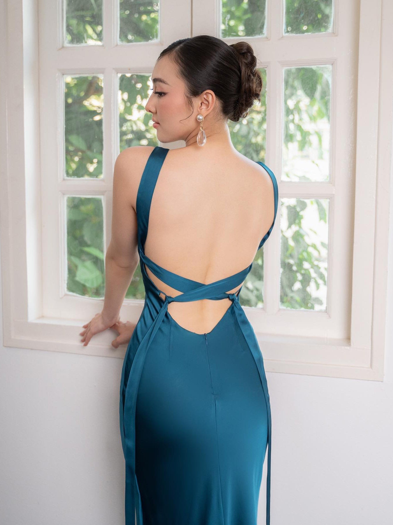 Lake Blue  Backless Maxi Cocktail Dress