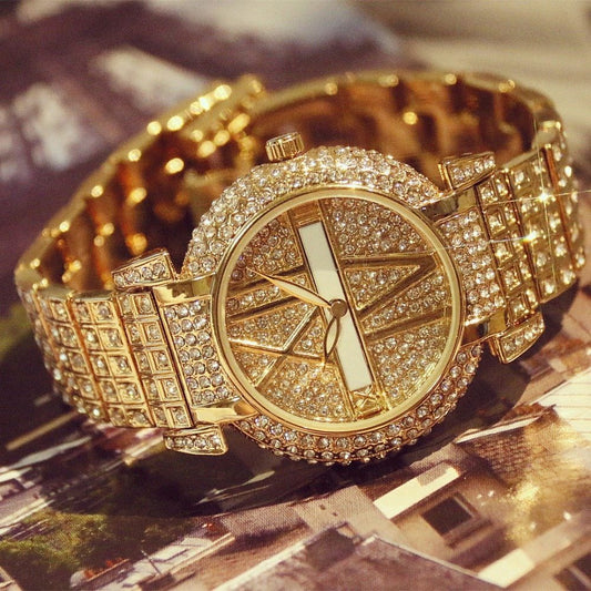 Luxury CZ Diamond Quartz Watch - Bling!