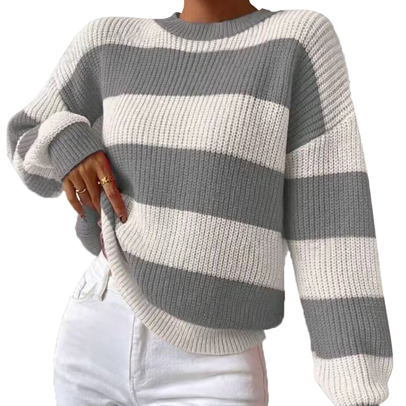 Striped Sweater Loose Long Sleeve Pullover