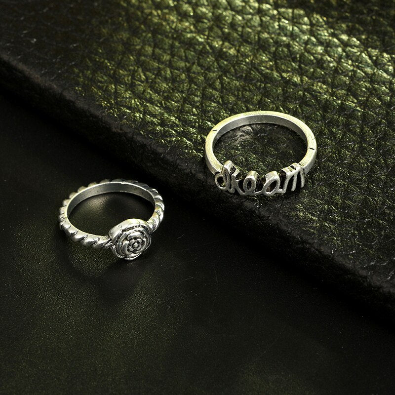 Boho Crescent Turquoise 10 piece Ring Set