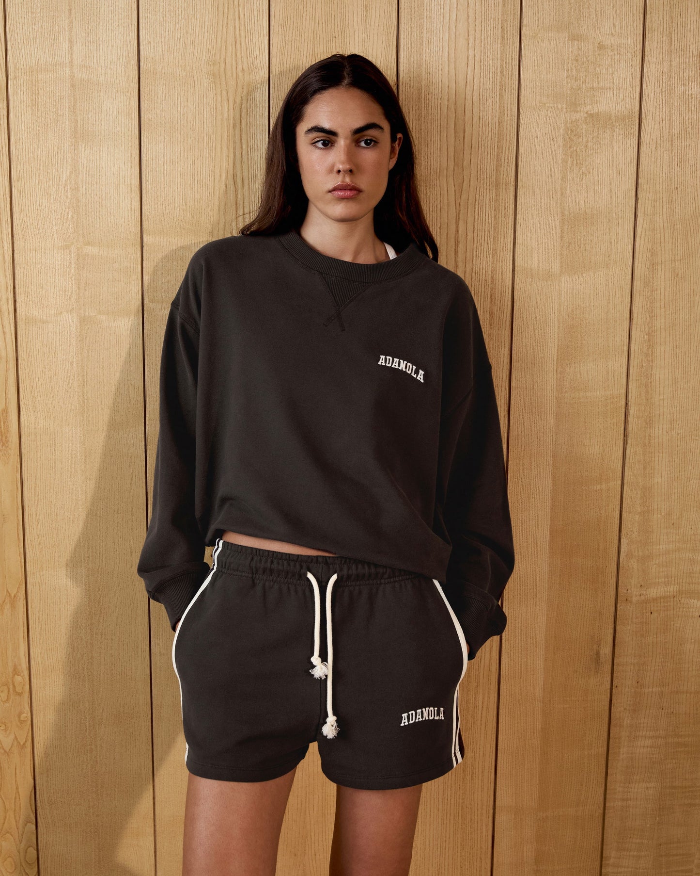 Varsity Loose Fit Sweatshirt - Coffee Bean/Marshmallow White