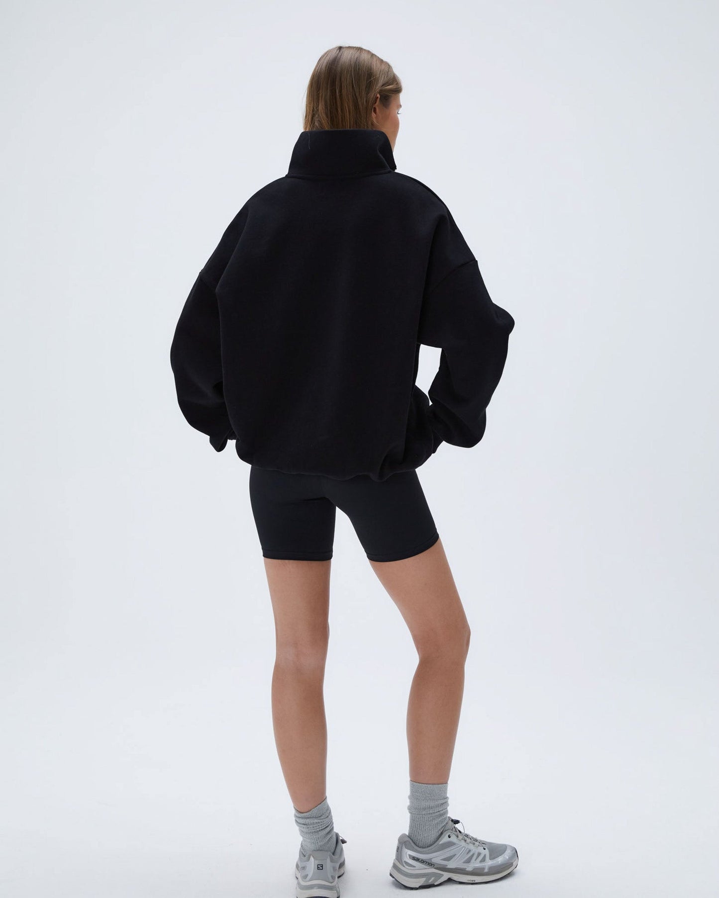 Outdoors Oversized Funnel Neck Zip Sweatshirt - Black