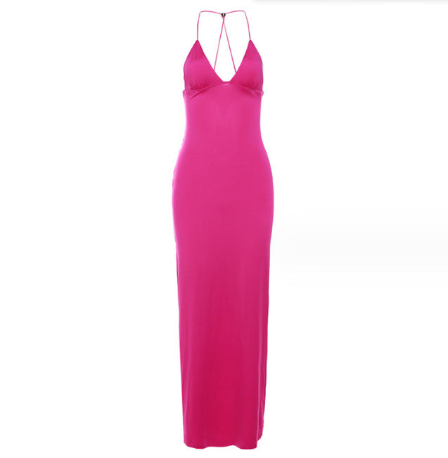 Extravagant V-Neck  Slim Dress W/ Butterfly Back Straps