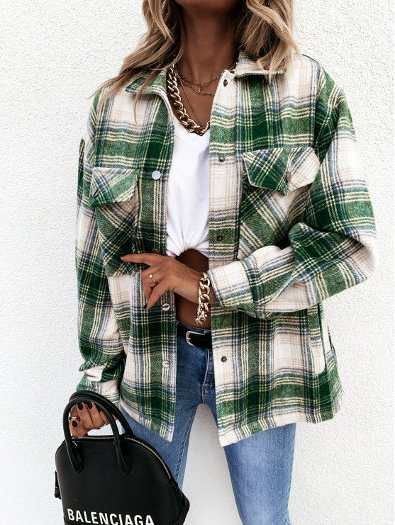 Flannel Fashionista Plaid Long Sleeve Shirt Jacket