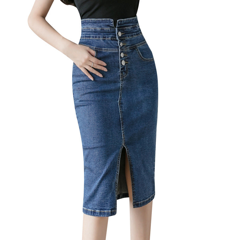 Ready to Move Denim High-Waist Midi Skirt