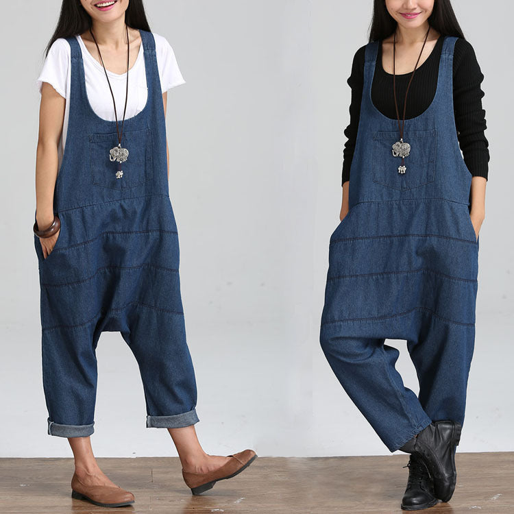 Loose Street Style Harem Pants Denim Overalls