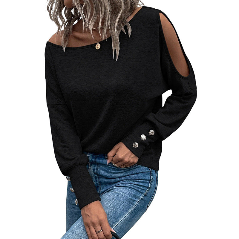 Classic Hollow-Out Long-Sleeved Top