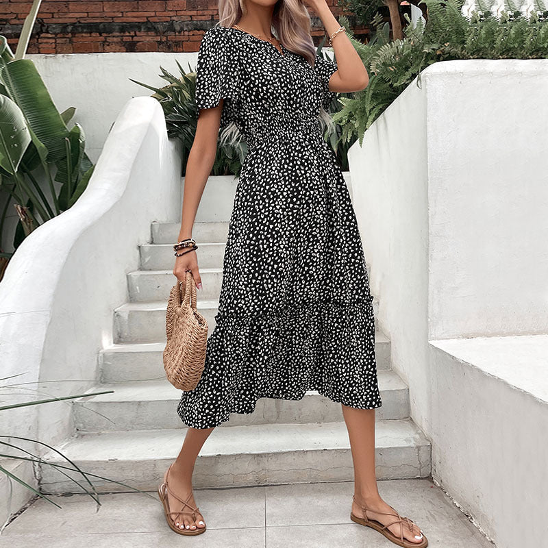 Fashion Dots Ruffle Print Dress