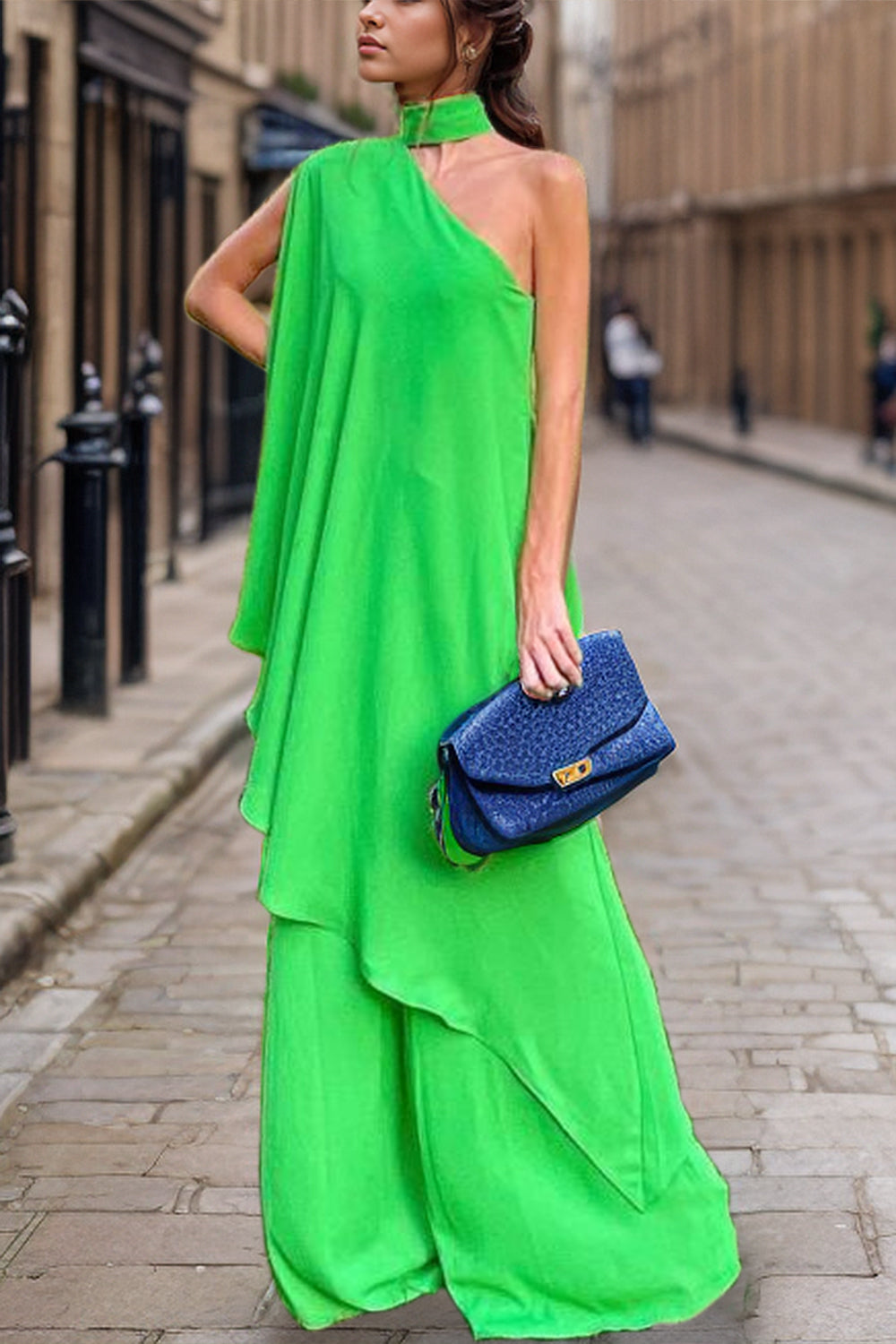 Elegant Mock Neck Off Shoulder Top & Pants Set