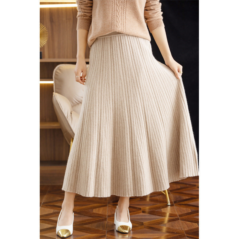 Luxury  Knitted Pleated  Wool Skirt