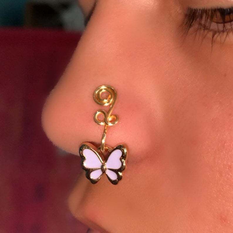 Butterfly Gold-Plated Nose Ring.