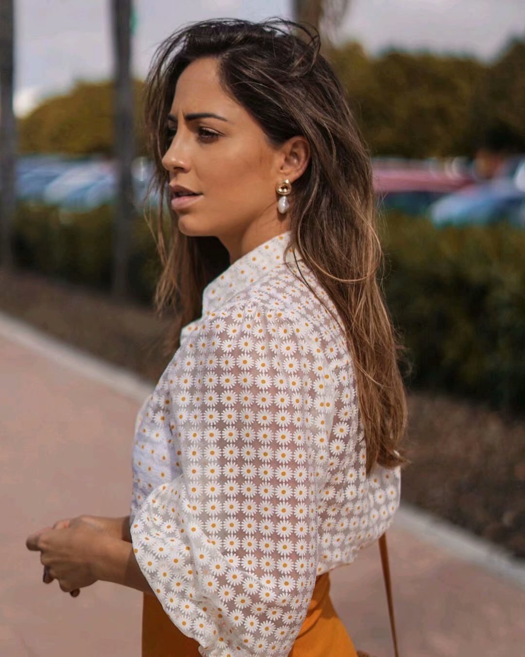 Sheer Floral Print Tulle Shirt