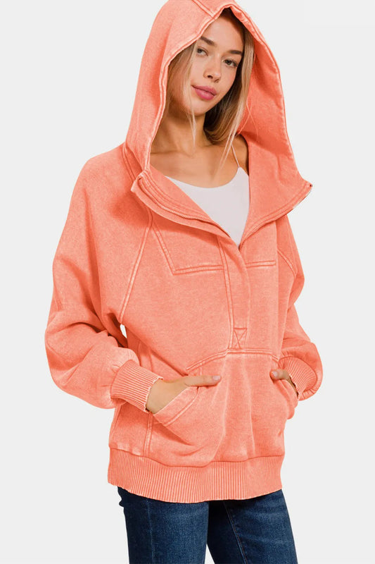 Corel Acid Wash Fleece Kangaroo Hoodie