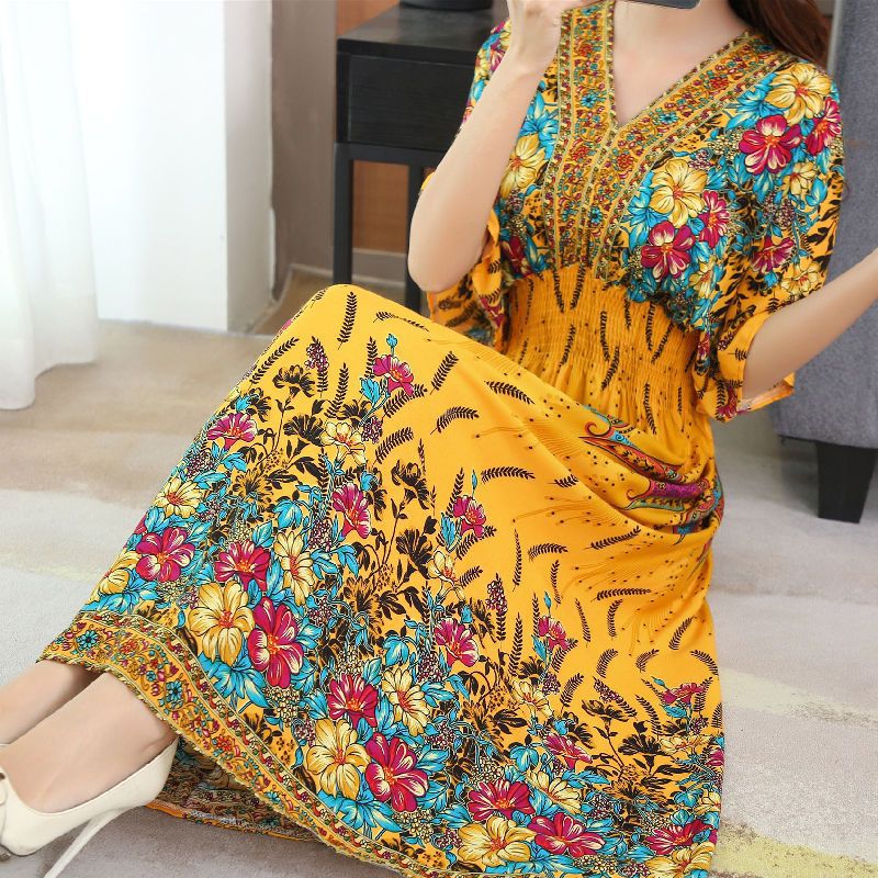Silk Petals Vintage Printed Cotton Dress
