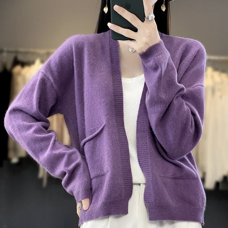 Soft  V-neck Loose Slimming Cardigan