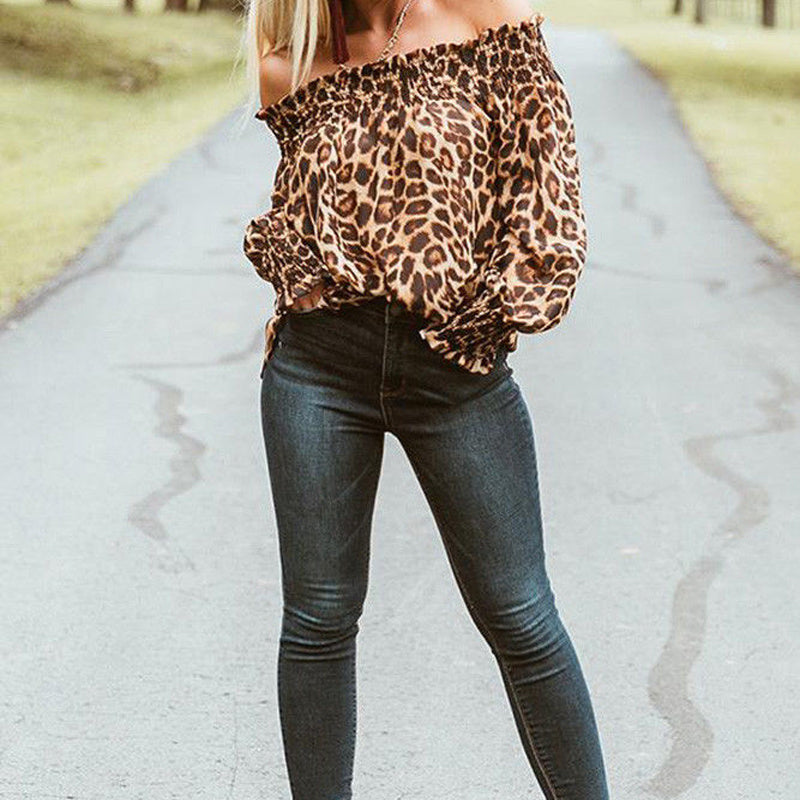 Sultry Off Shoulder Leopard Print Top