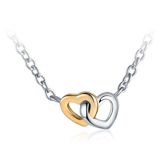 Two Hearts Interlocked Forever Pendant - Gold and Silver, Me and You Forever. Great Gift.