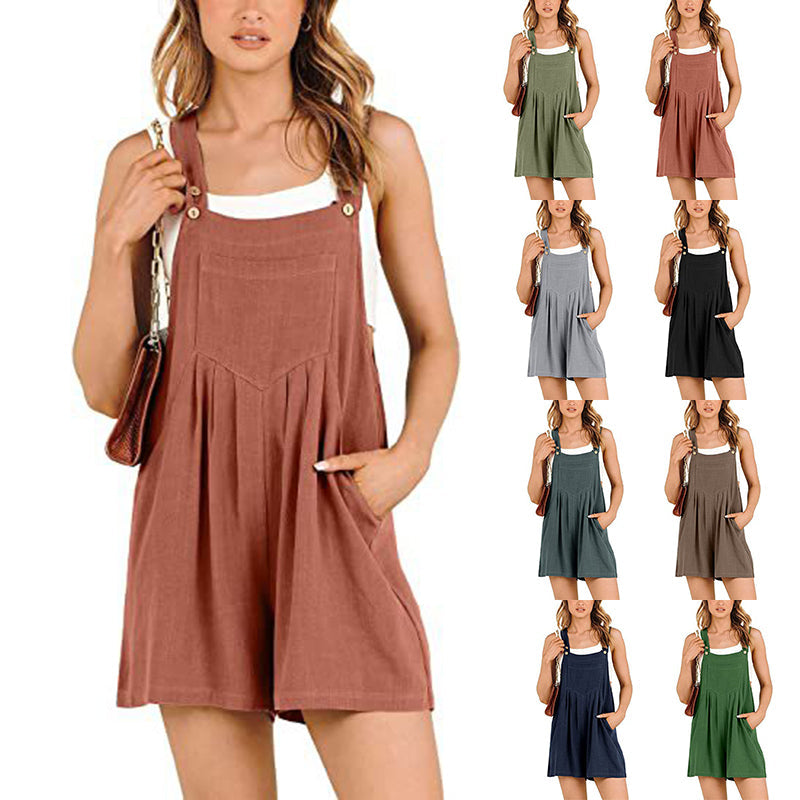 Adjustable Strap Loose Short Bib Overalls Jumpsuit
