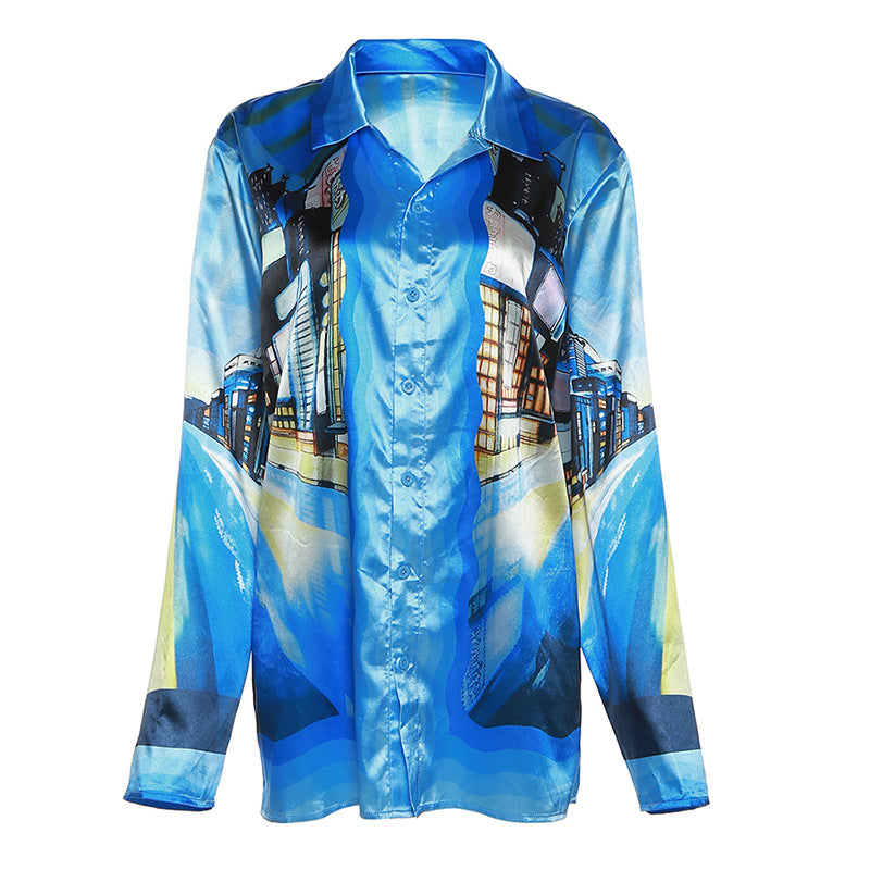Silk Abstract  Printing Shirt