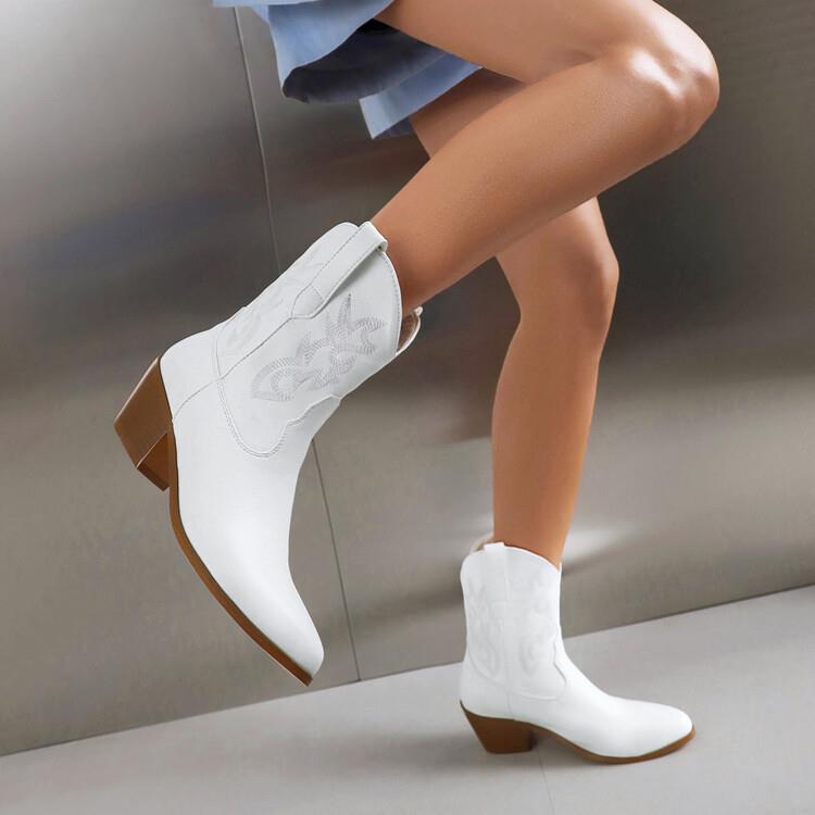 Patent Leather Embroidery Cowboy Boots