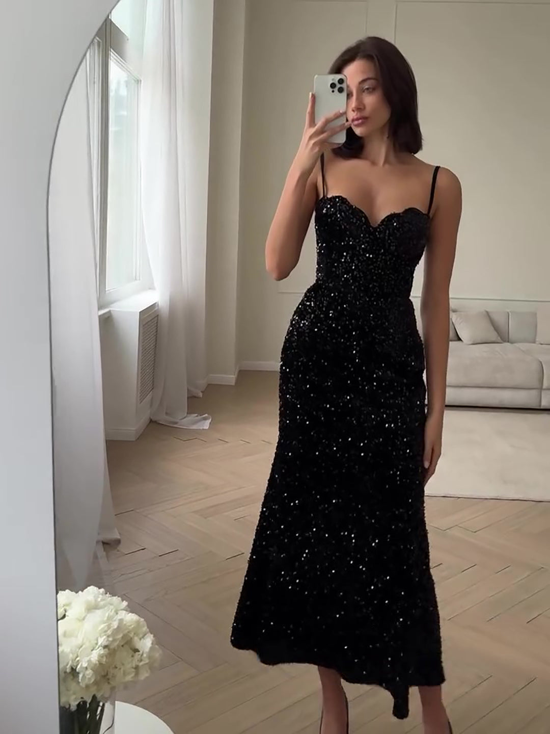 Dazzling l Black Sequin Dress