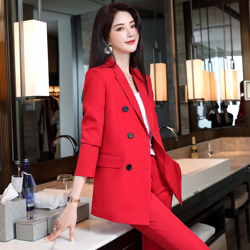 Boss Lady Buttoned Two Piece Fashion Suit