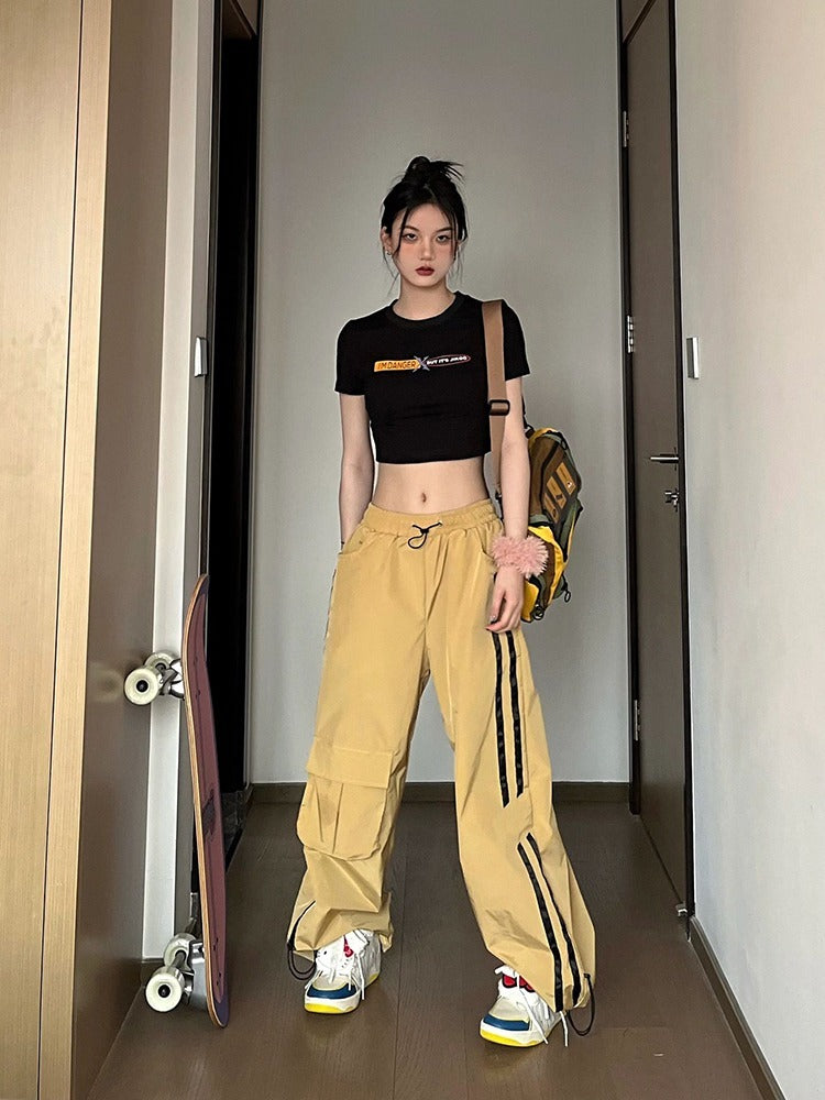 Street Fashion Loose Fitting High Waisted Sports Pants