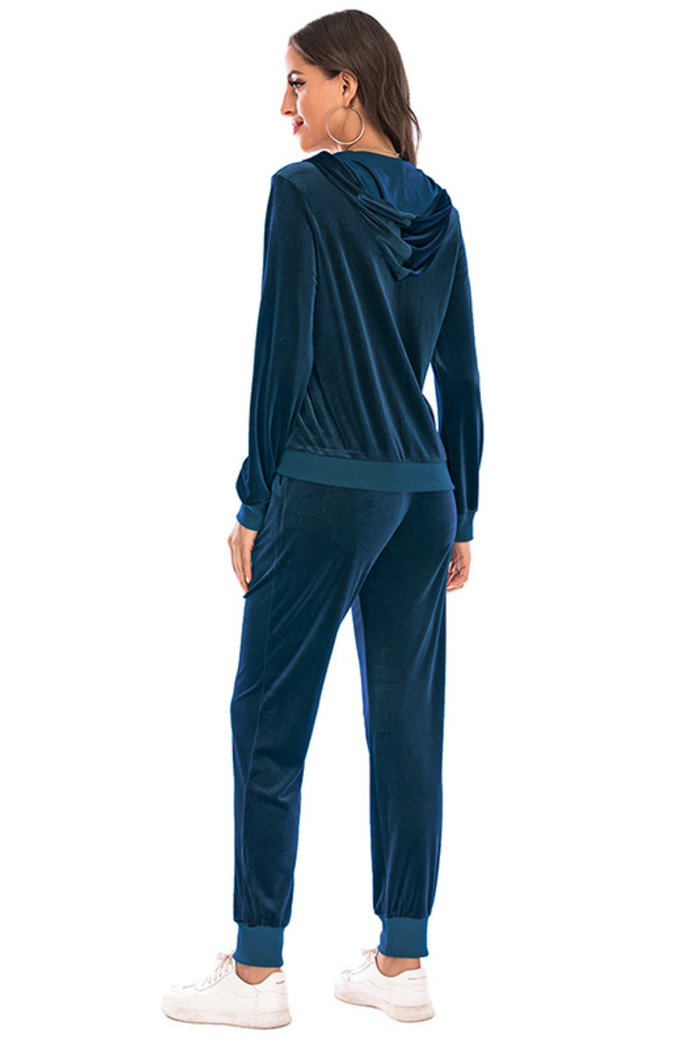 Luxe Velvet Zip-Up Hooded Jacket and Pants Set