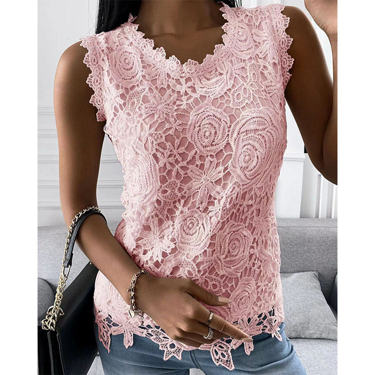 Flowers Lace Vest Summer Tops