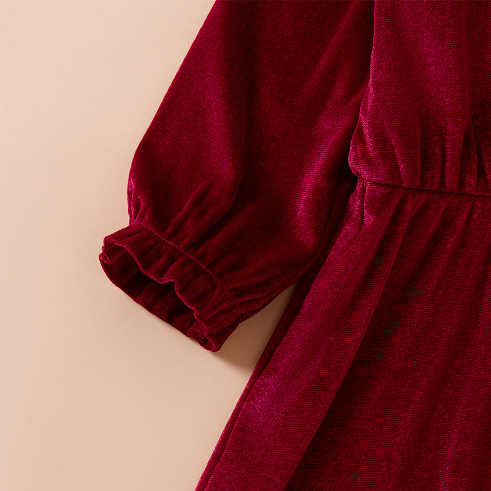 Velvet Long Sleeve Mother/Daughter Dress Set