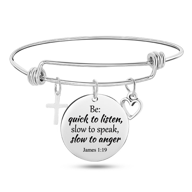 Bible Scripture Stainless Steel Bangle Bracelet