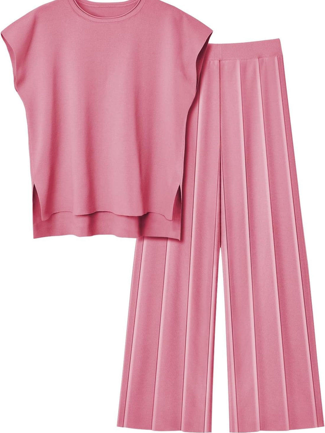 Soft Touch Round Neck Cap Sleeve Top and Pants