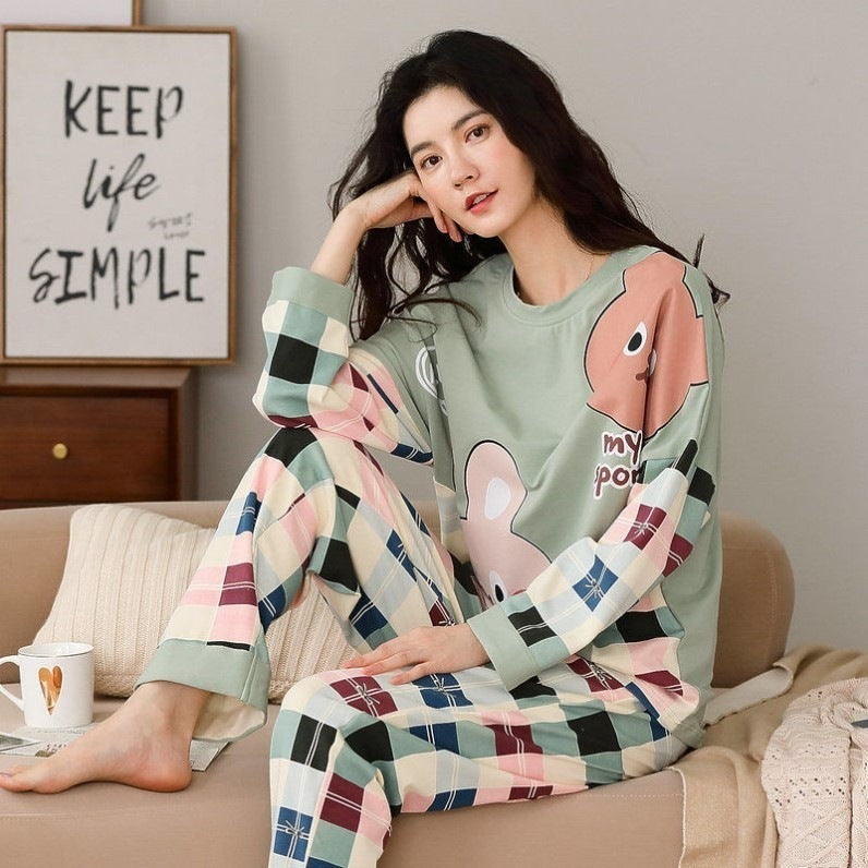 Cute Cartoon Print 2 -Piece Lounging Set
