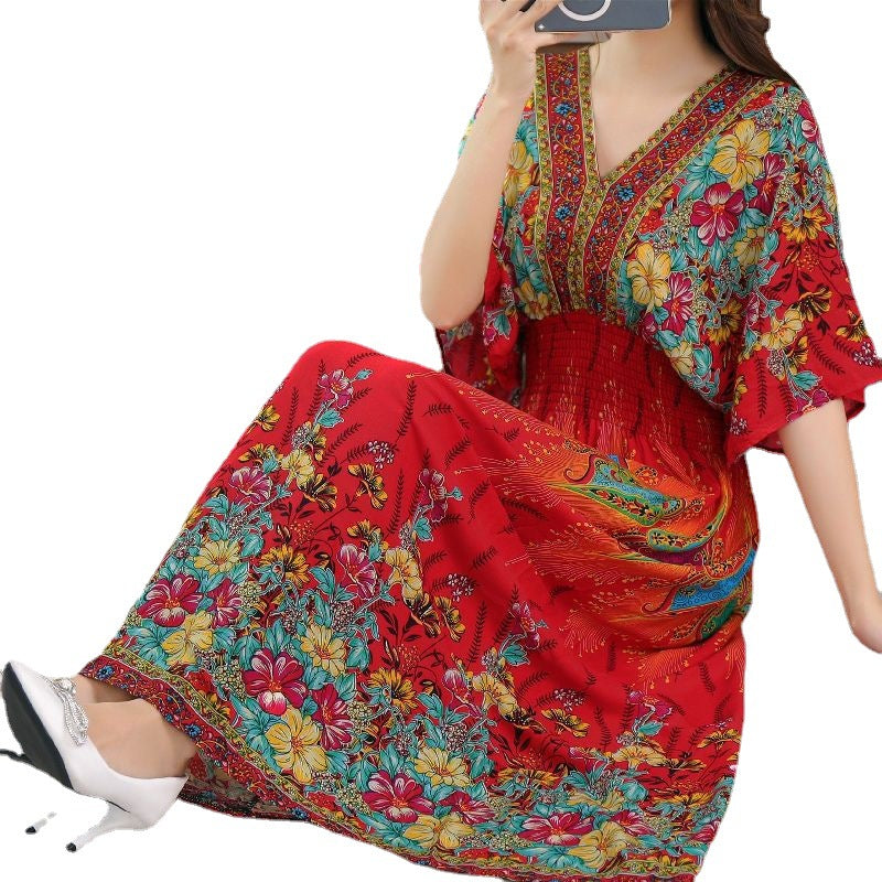 Silk Petals Vintage Printed Cotton Dress