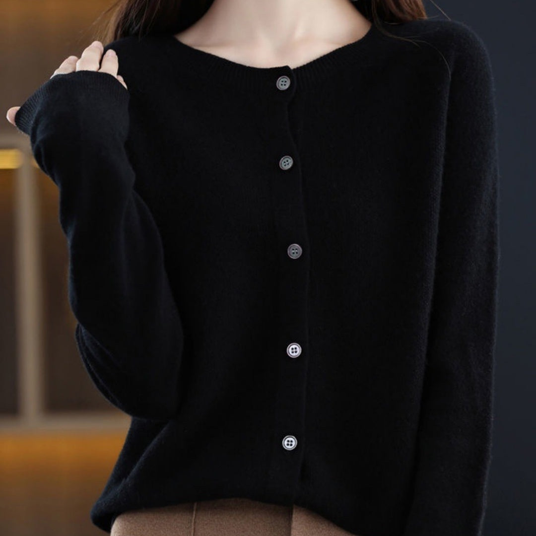 Cashmere Cardigan Sweater with Long-sleeve