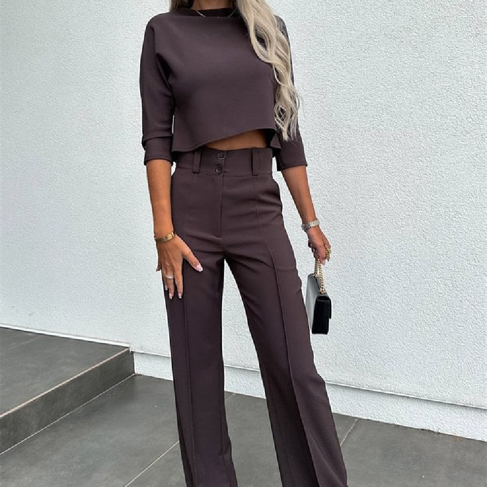 Stylish High Waist Wide Leg Pants & Top Combo